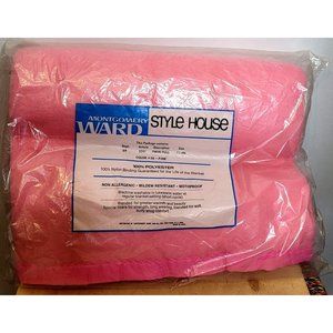 Vintage Satin Edge Twin Blanket Bright Pink Original Package Montgomery Ward